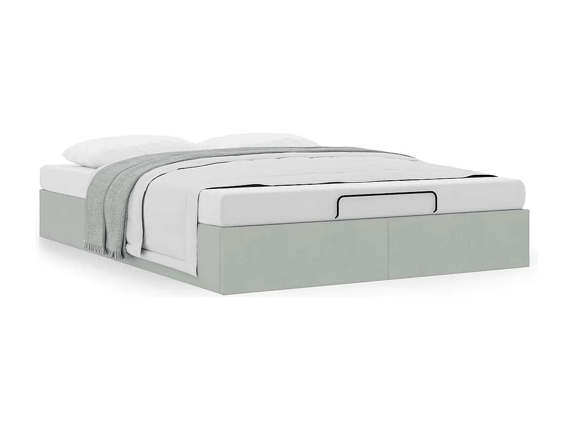 Ottoman-Bett ohne Matratze Hellgrau 140x190 cm Samt