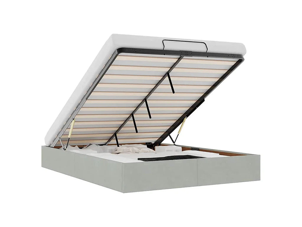 Ottoman bedframe zonder matras 140x190 cm fluweel lichtgrijs