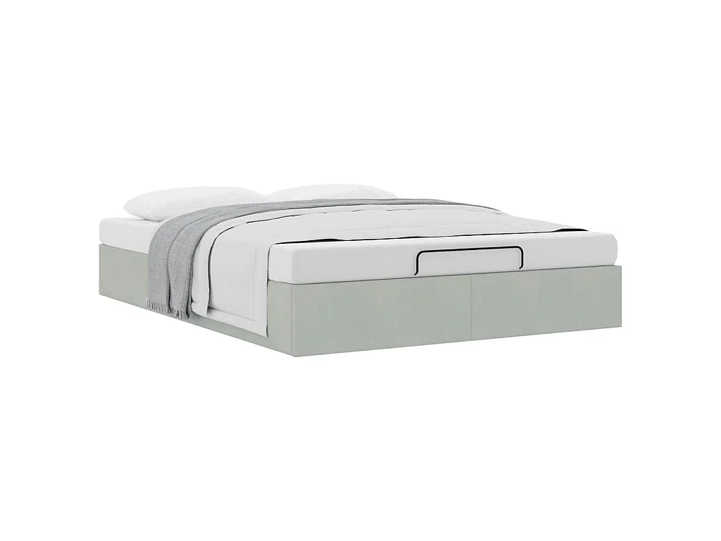 Ottoman bedframe zonder matras 140x190 cm fluweel lichtgrijs