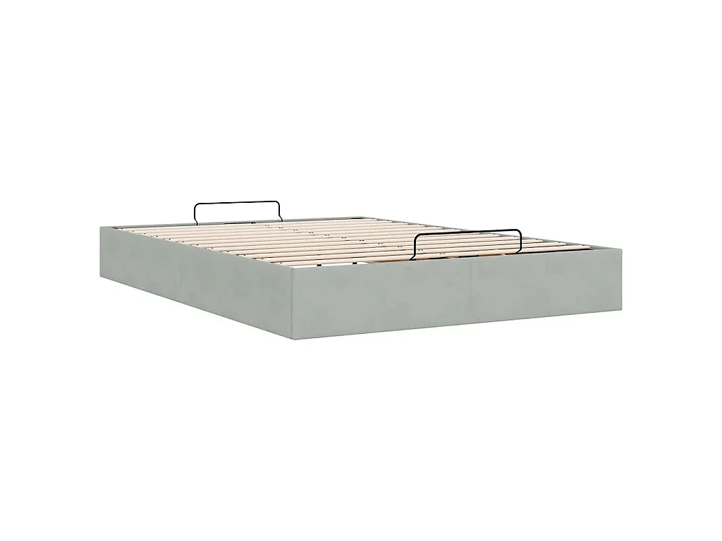 Cadre de lit ottoman sans matelas gris clair 140x190 cm velours