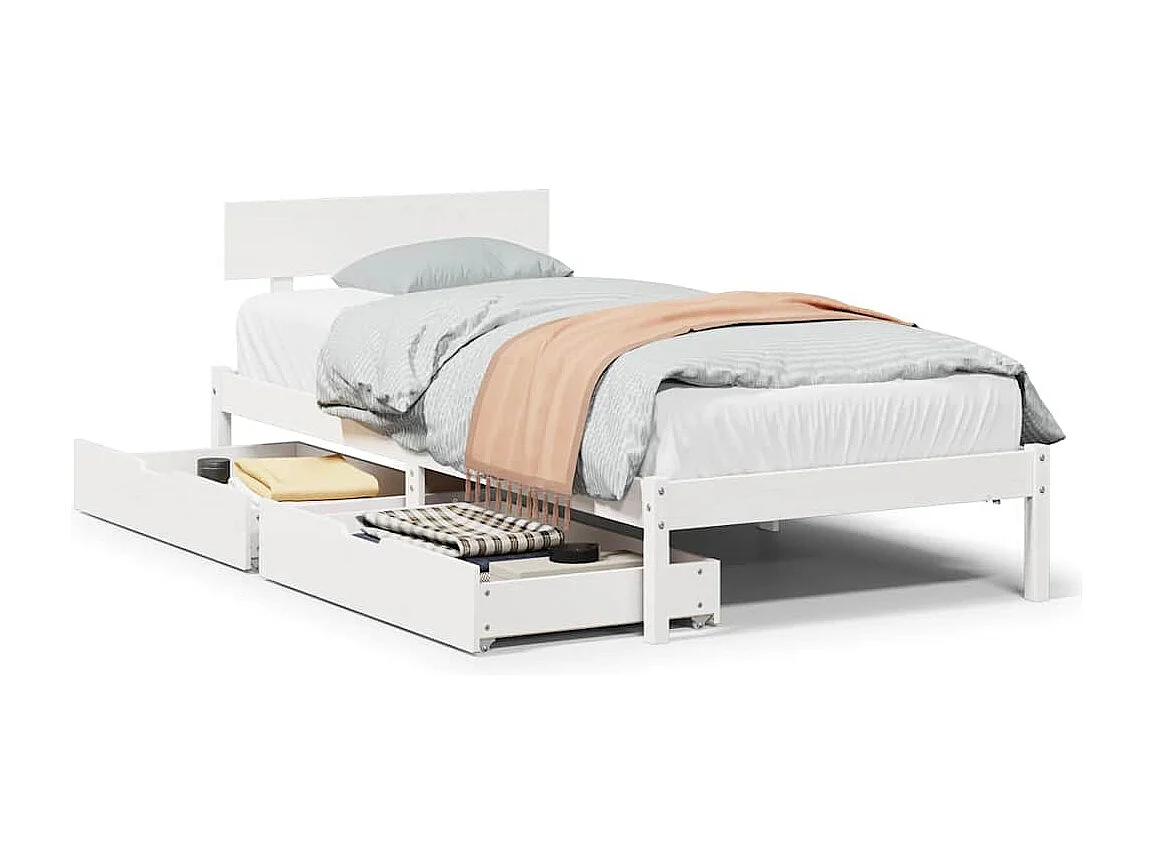 Cadre de lit sans matelas blanc 100x200 cm bois de pin massif