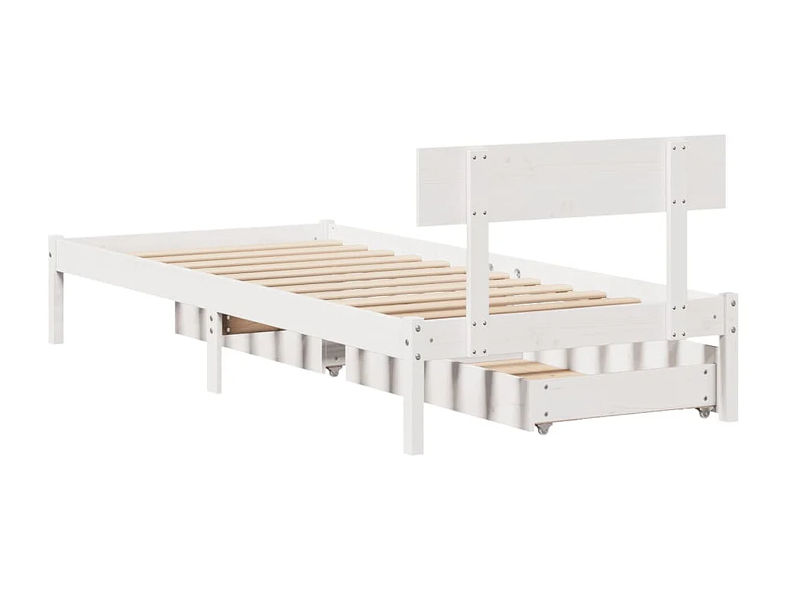 Cadre de lit sans matelas blanc 100x200 cm bois de pin massif