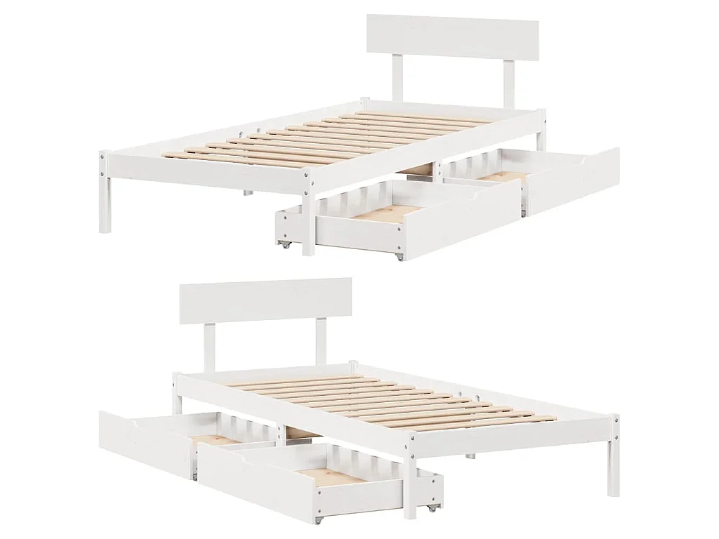 Cadre de lit sans matelas blanc 100x200 cm bois de pin massif