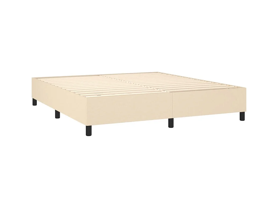 Sommier à lattes de lit et matelas et LED Crème 180x200cm Tissu