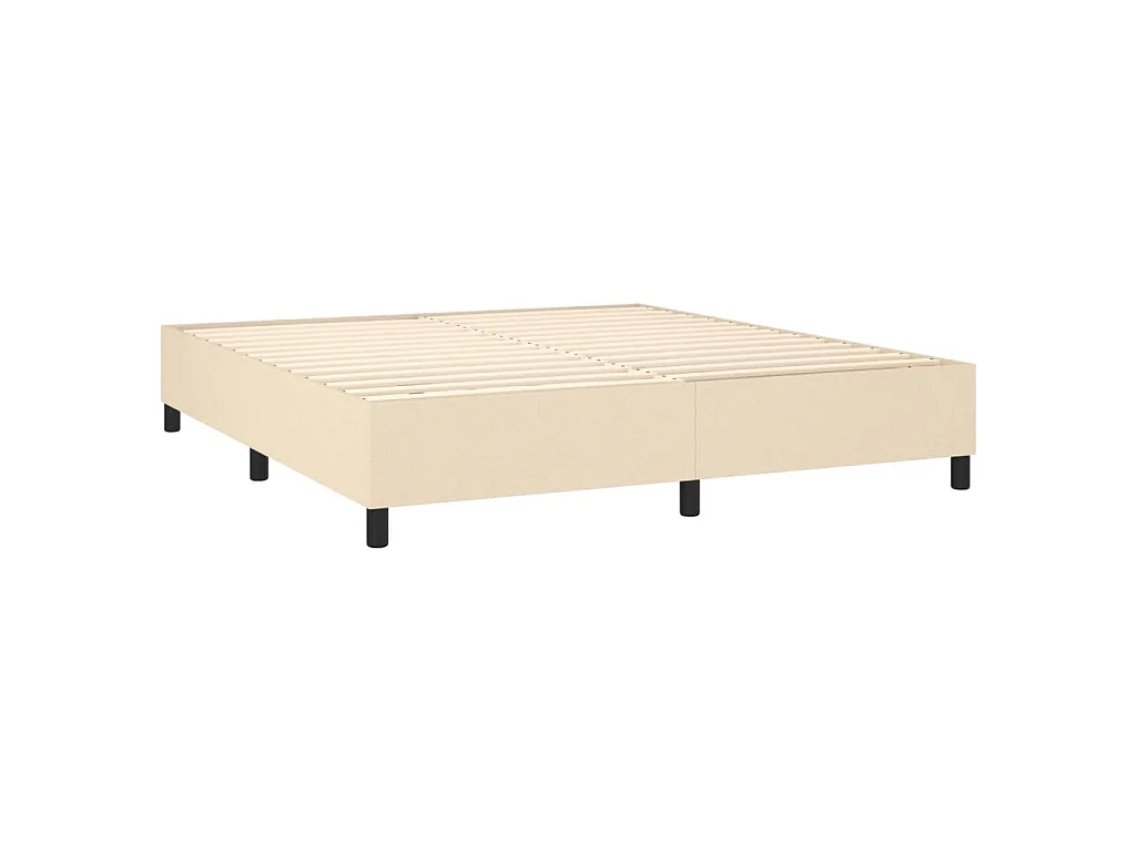 Sommier à lattes de lit et matelas et LED Crème 180x200cm Tissu