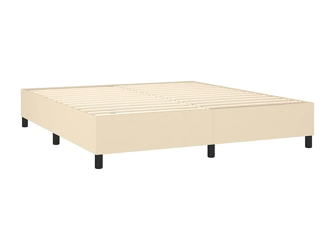 Sommier à lattes de lit et matelas et LED Crème 180x200cm Tissu