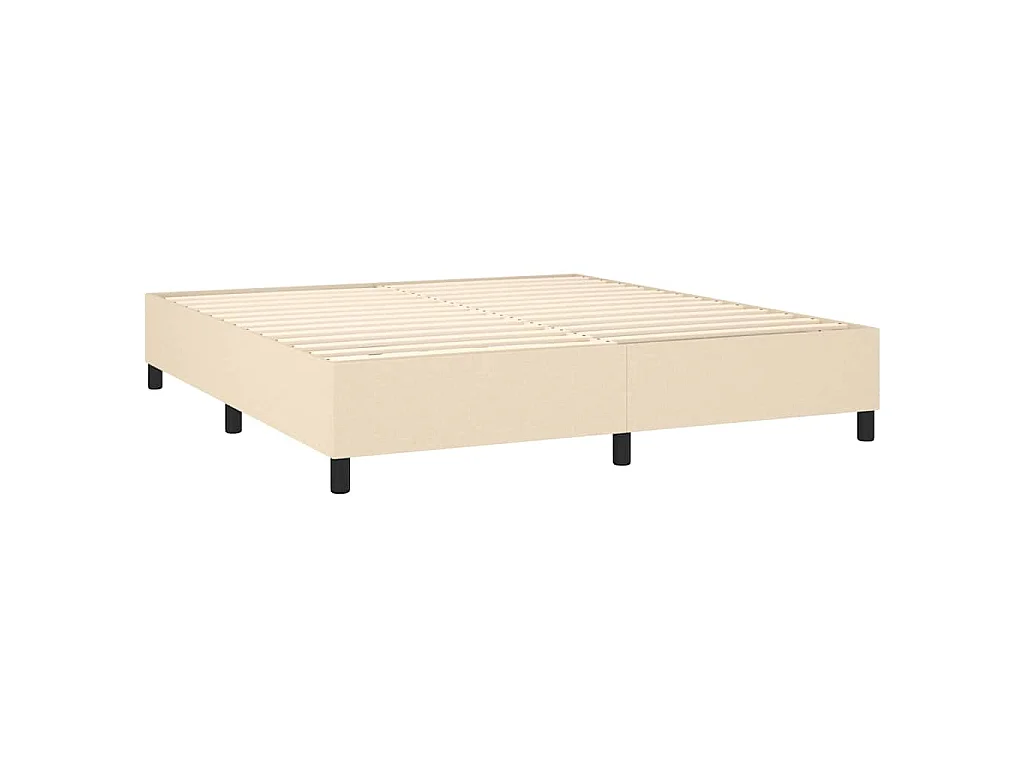 Sommier à lattes de lit et matelas et LED Crème 180x200cm Tissu