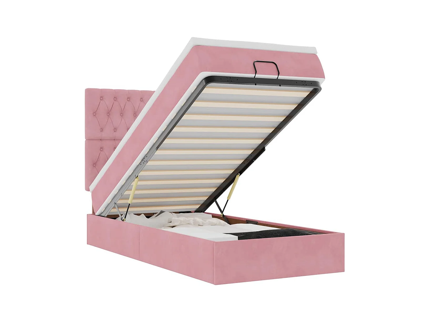 Ottoman-Bett mit Matratzen & LEDs Rosa 90x200 cm Samt