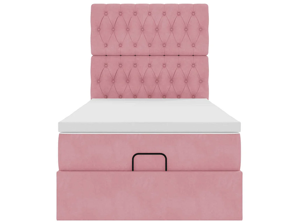Ottoman-Bett mit Matratzen & LEDs Rosa 90x200 cm Samt