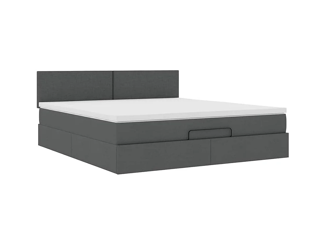 Cadre de lit ottoman avec matelas gris foncé 180x200 cm tissu