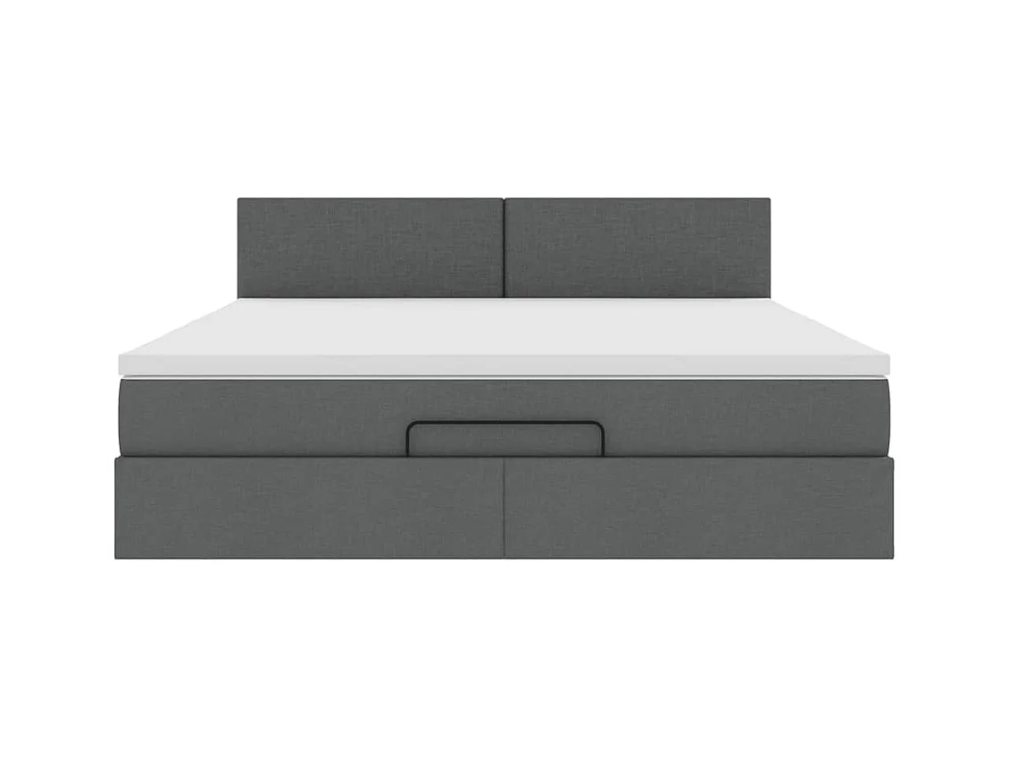 Cadre de lit ottoman avec matelas gris foncé 180x200 cm tissu
