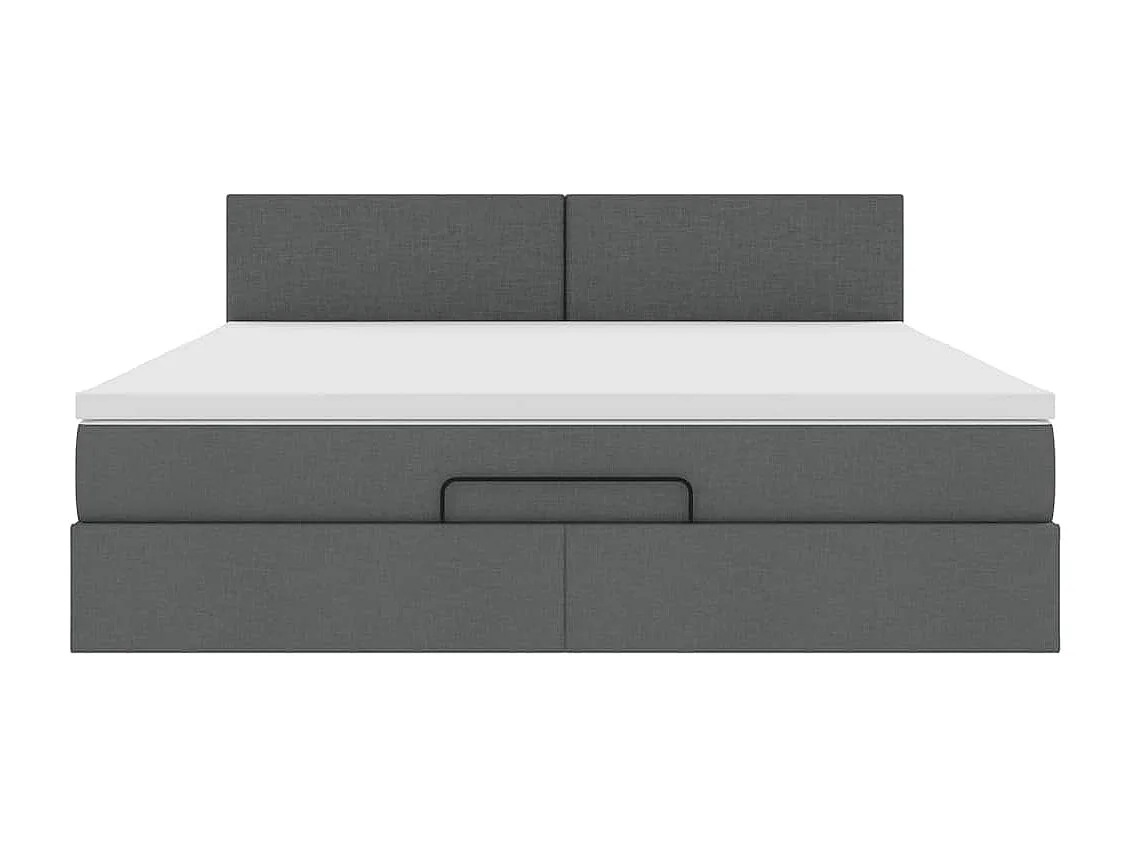 Cadre de lit ottoman avec matelas gris foncé 180x200 cm tissu