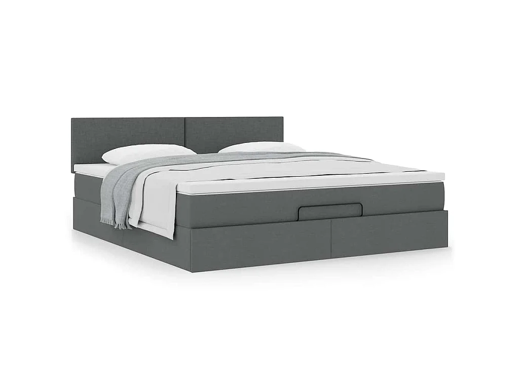 Estructura cama otomana colchón tela gris oscuro 180x200cm