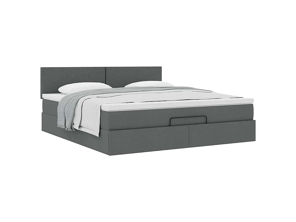 Estructura cama otomana colchón tela gris oscuro 180x200cm