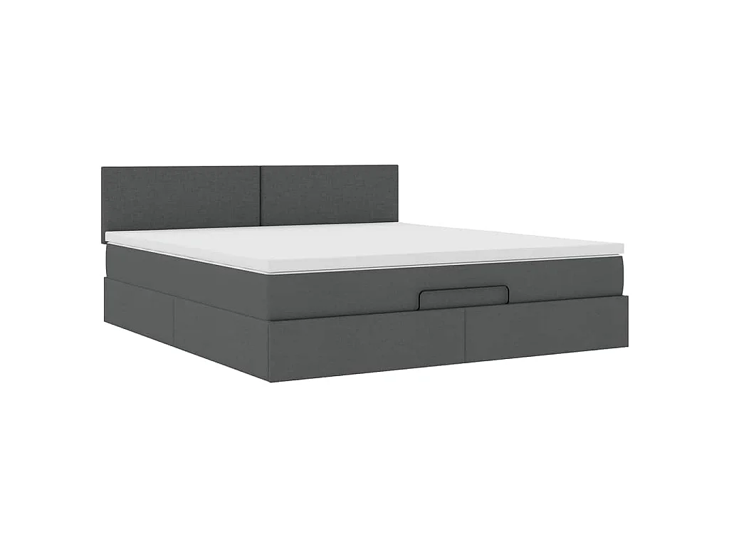 Estructura cama otomana colchón tela gris oscuro 180x200cm