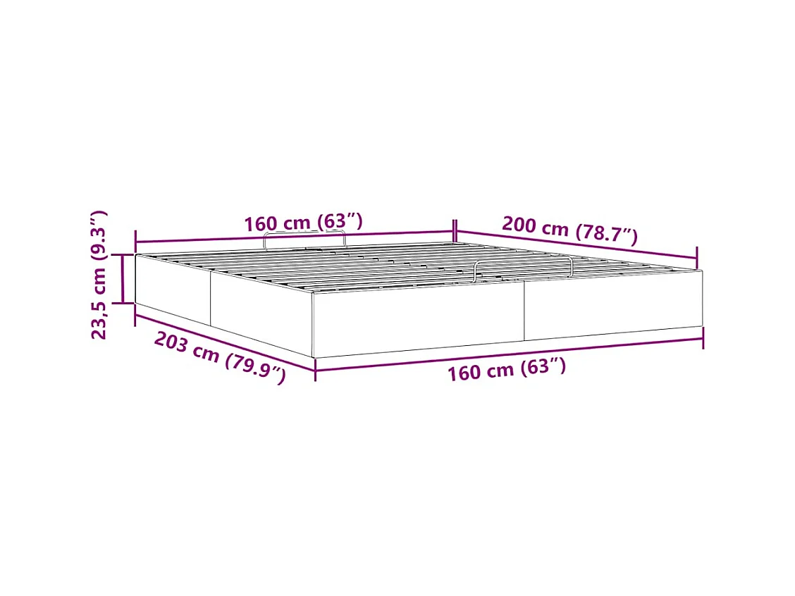 Ottoman-Bett ohne Matratze Hellgrau 160x200 cm Stoff