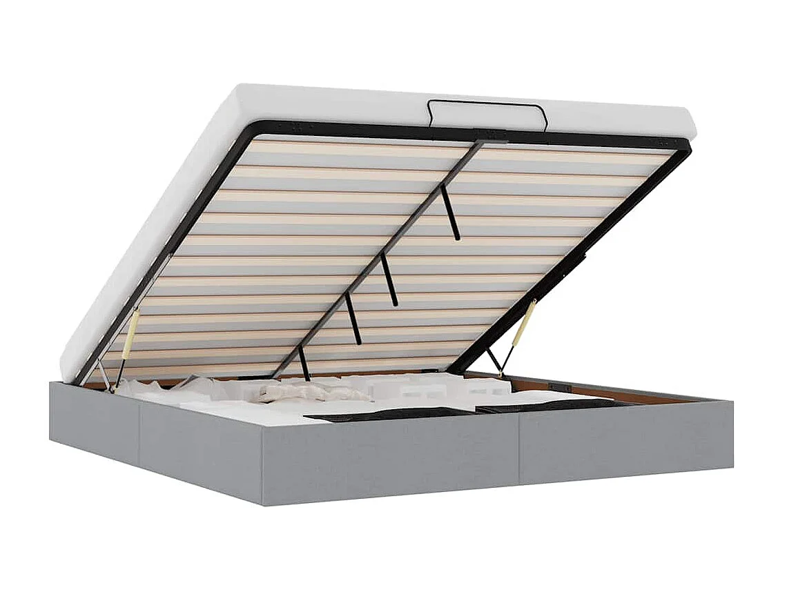 Estructura cama otomana sin colchón tela gris claro 160x200cm