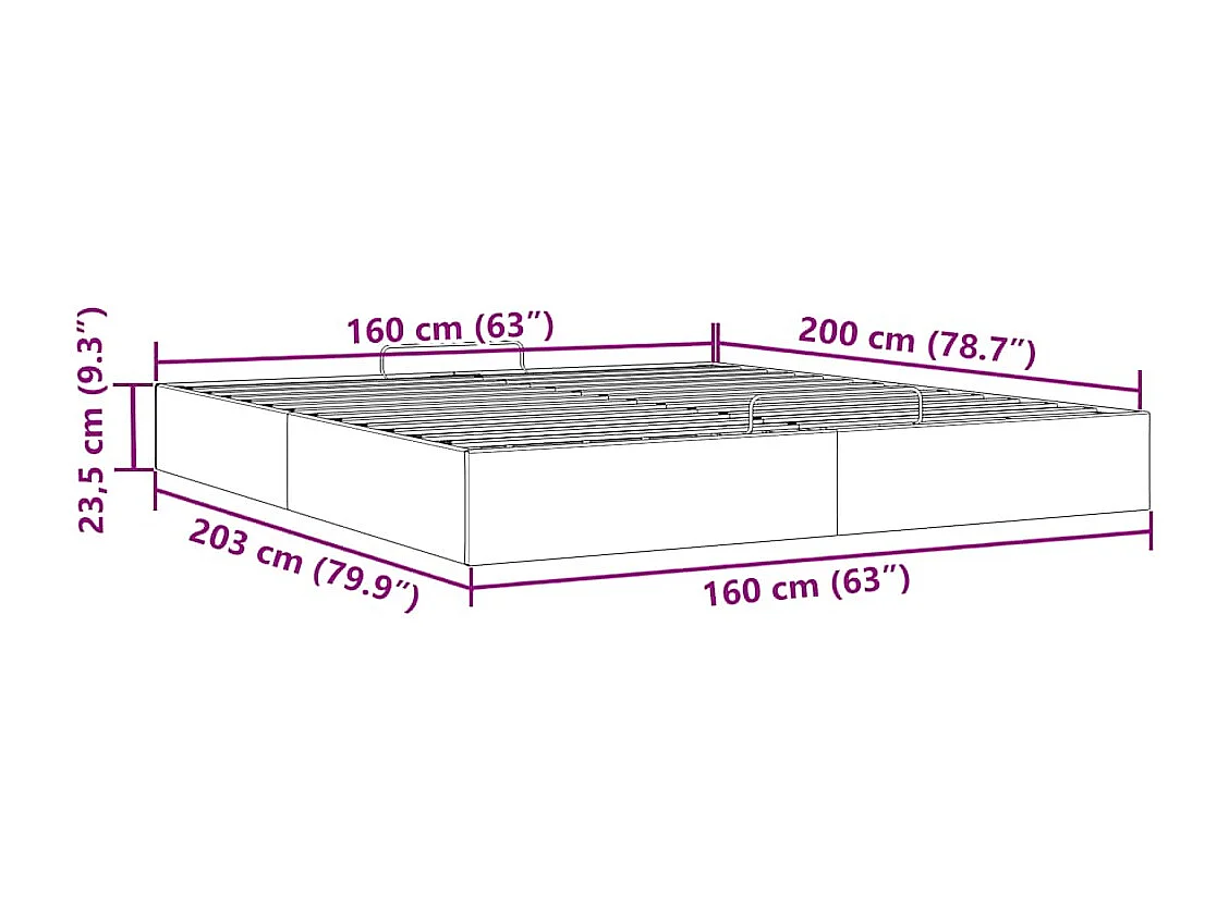 Estructura cama otomana sin colchón tela gris claro 160x200cm