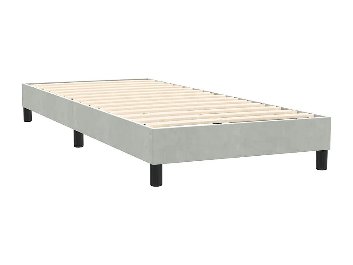 Cama box spring con colchón y LED terciopelo gris claro 90x220 cm