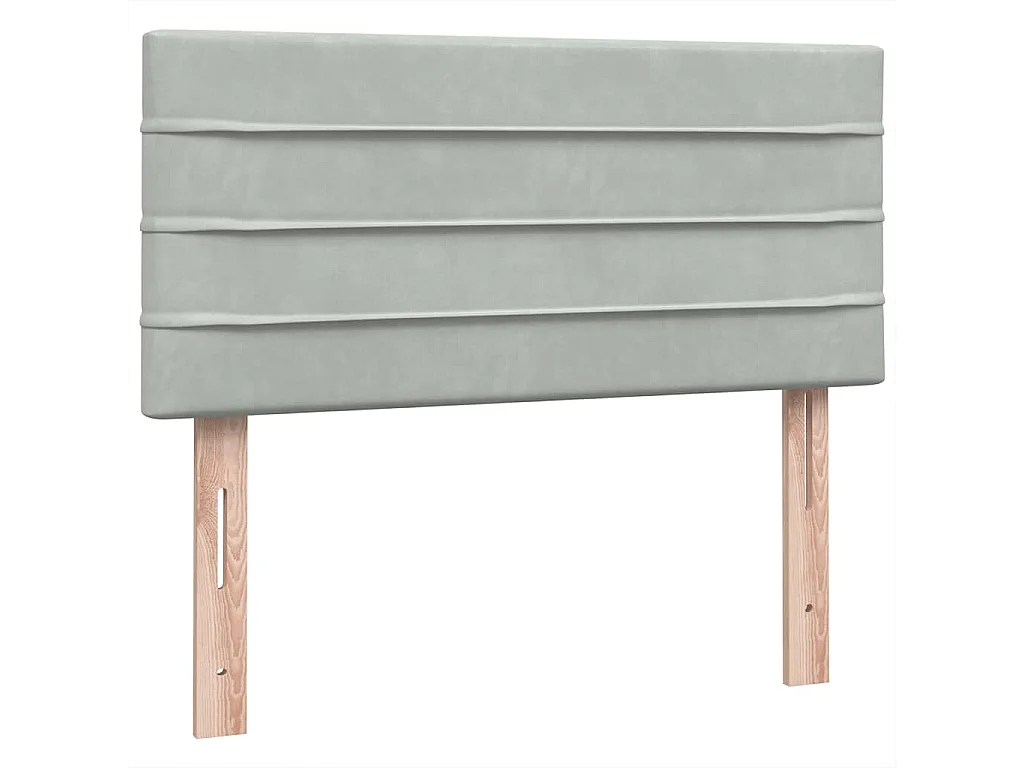 Cama box spring con colchón y LED terciopelo gris claro 90x220 cm