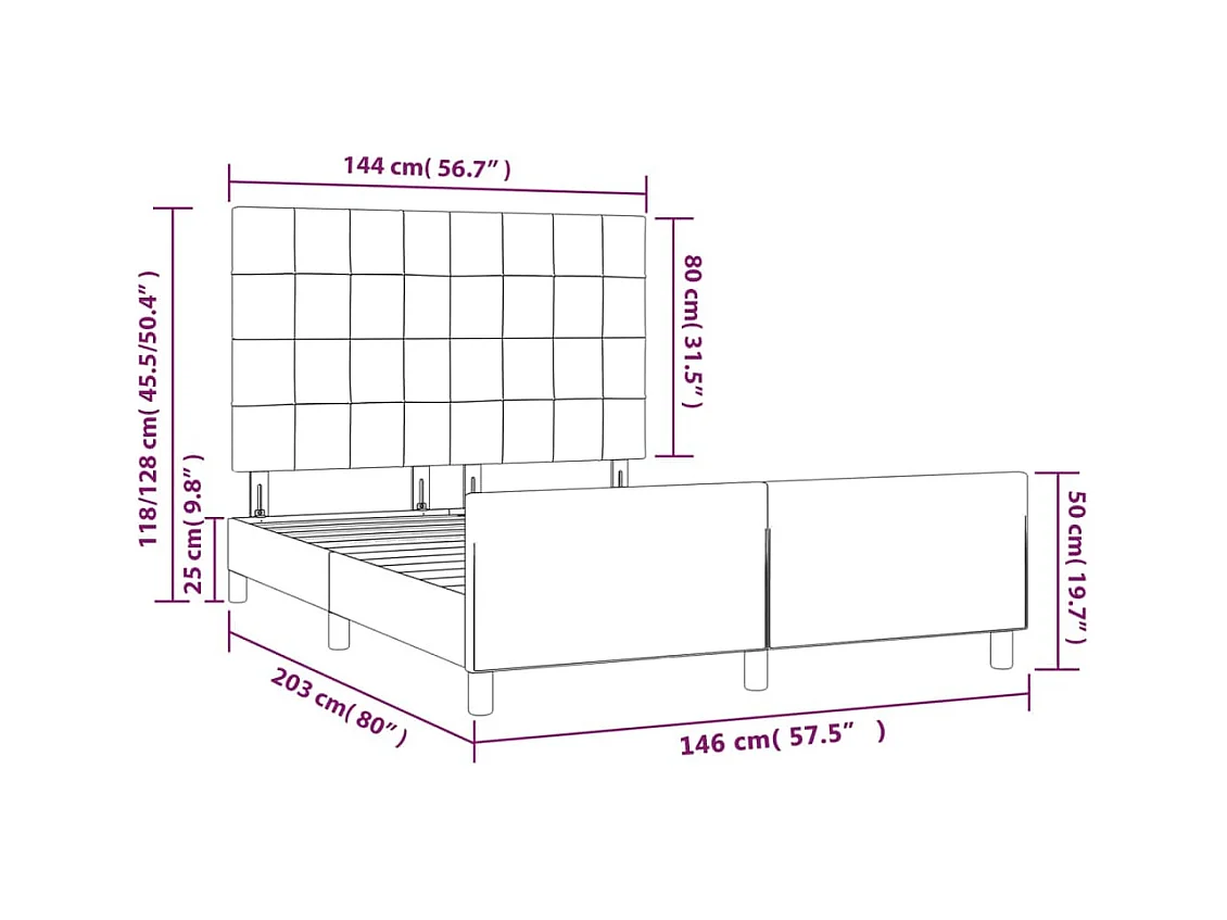 Cadre de lit sans matelas gris foncé 140x200 cm tissu