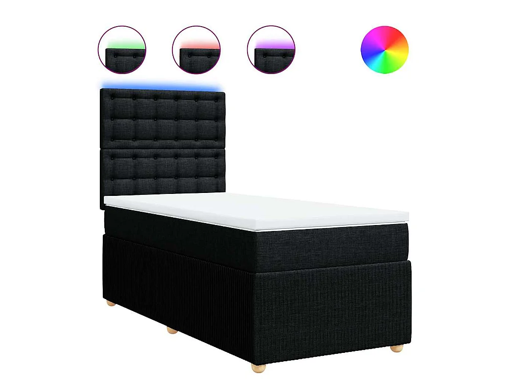 Cama com molas/colchão 100x200 cm tecido preto