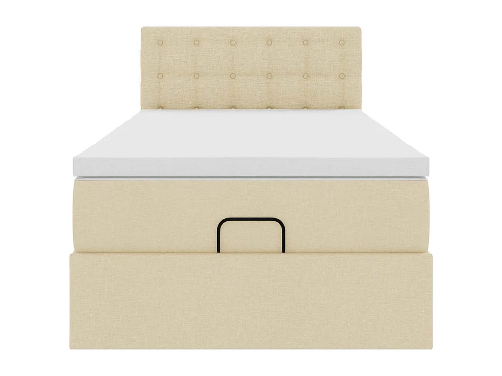 Lit ottoman avec matelas crème 90x200 cm tissu