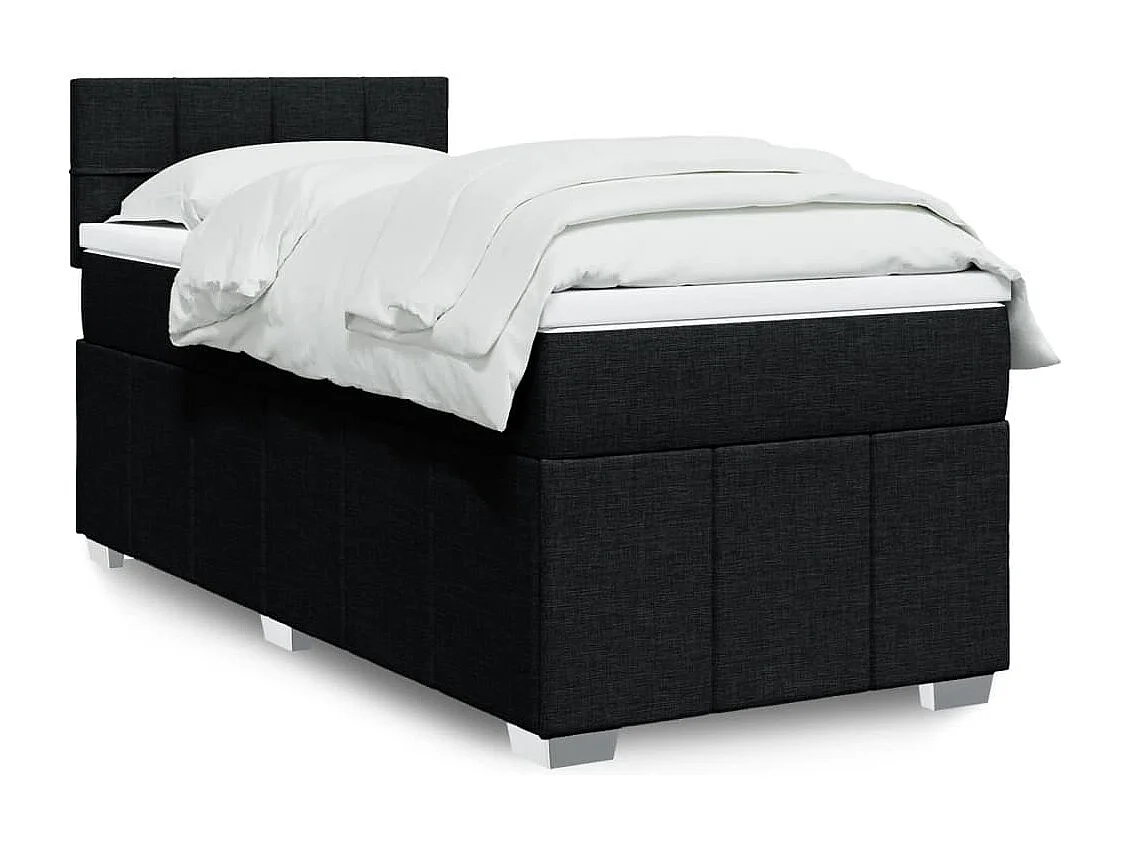 Cama box spring con colchón tela negro 90x200 cm