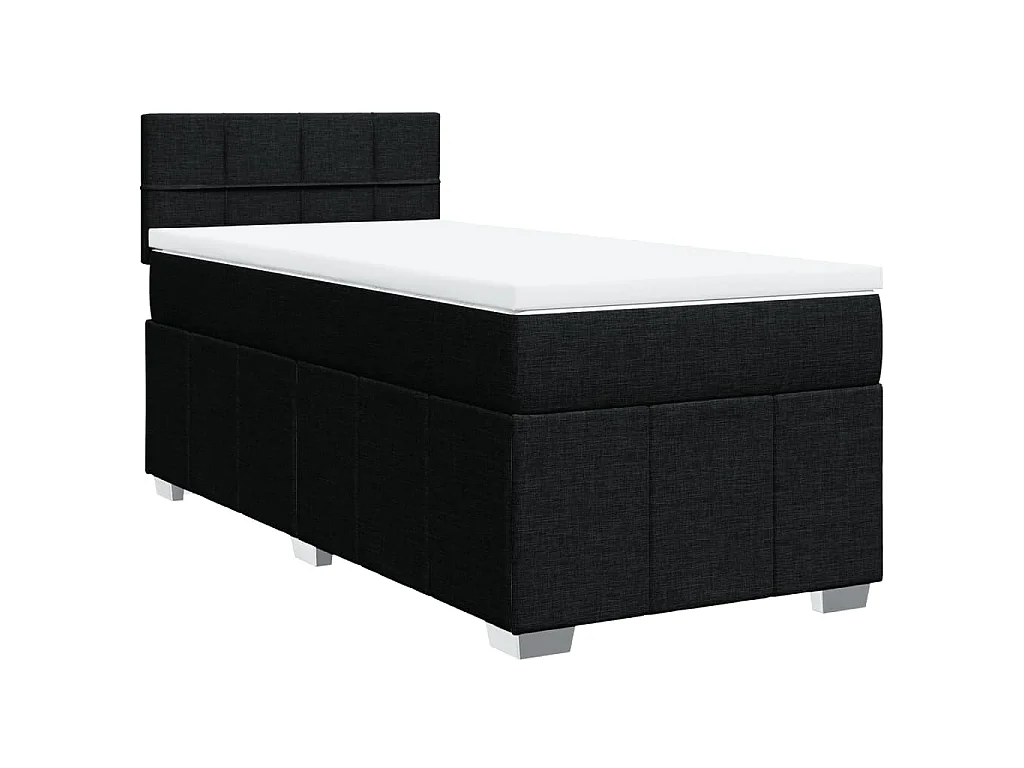 Giroletto a Molle con Materasso Nero 90x200 cm in Tessuto