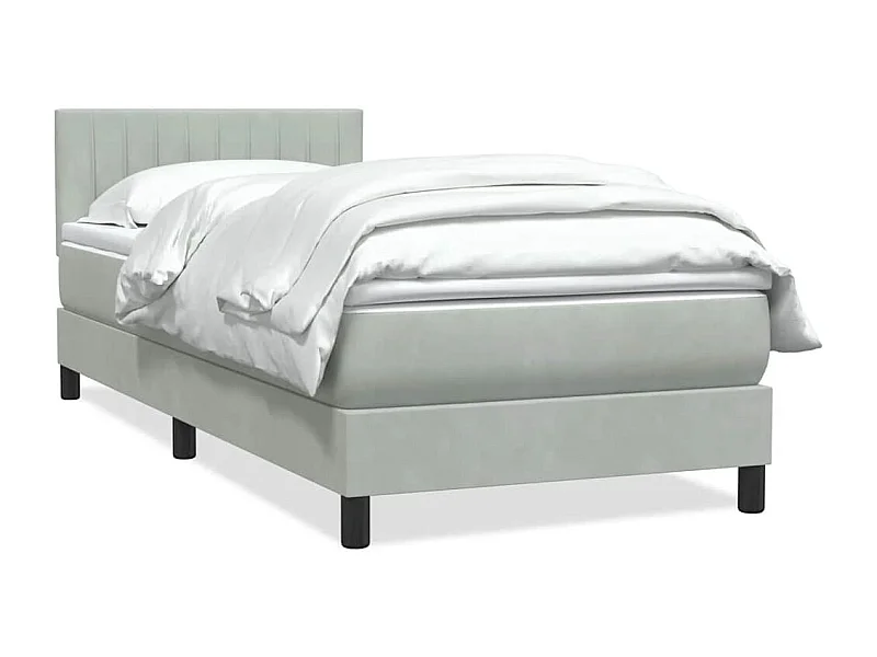 Boxspringbett mit Matratze Hellgrau 90x210 cm Samt