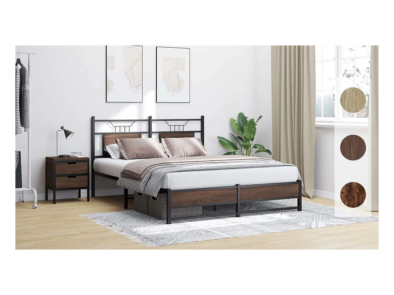 Cadre de lit sans matelas chêne marron 140x200 cm