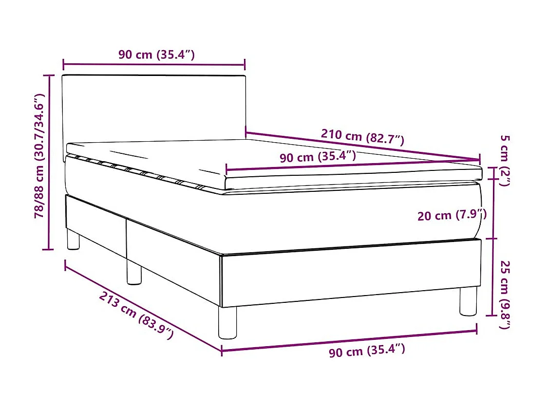 Boxspringbett mit Matratze Dunkelgrün 90x210 cm Samt
