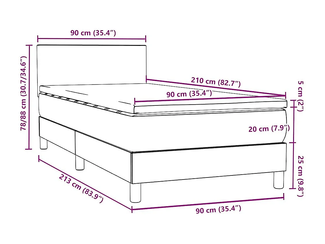 Sommier à lattes de lit et matelas vert foncé 90x210 cm velours