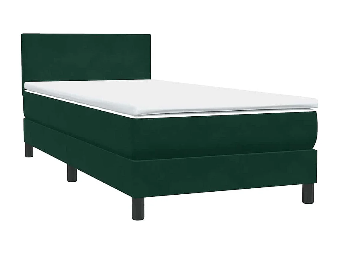 Sommier à lattes de lit et matelas vert foncé 90x210 cm velours