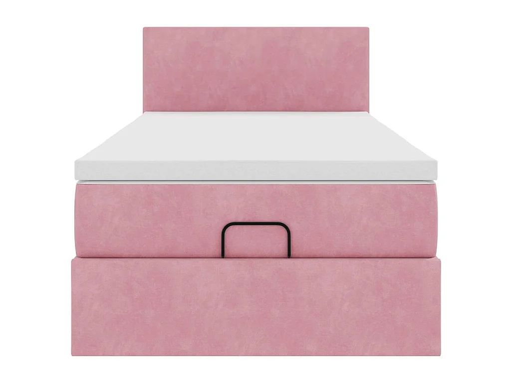 Cadre de lit ottoman avec matelas rose 90x190 cm velours