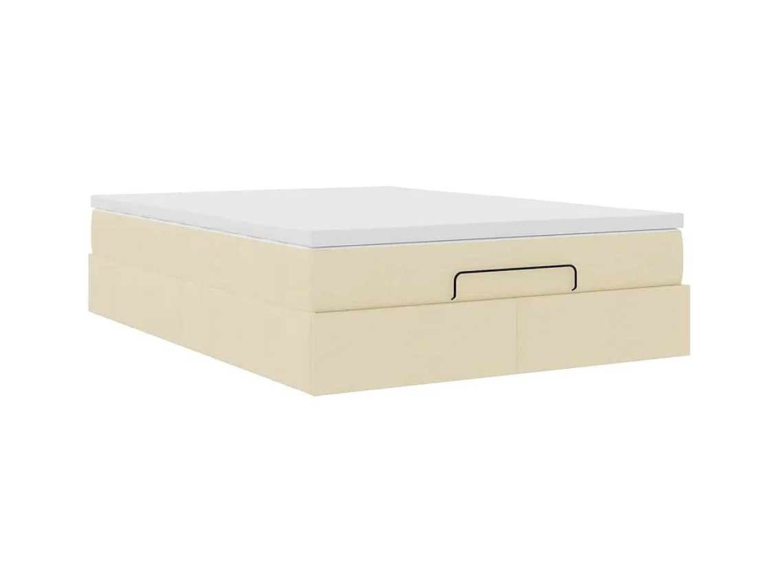 Cadre de lit ottoman avec matelas crème 140x200 cm tissu