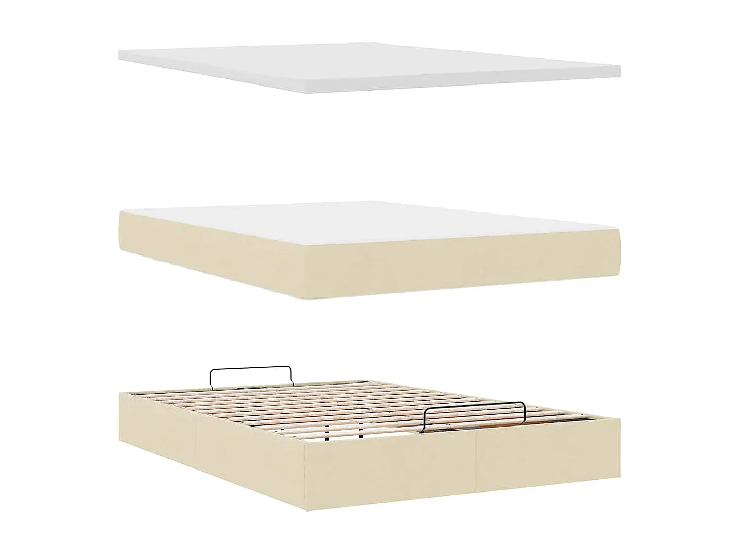 Ottoman-Bett mit Matratze Creme 140x200 cm Stoff