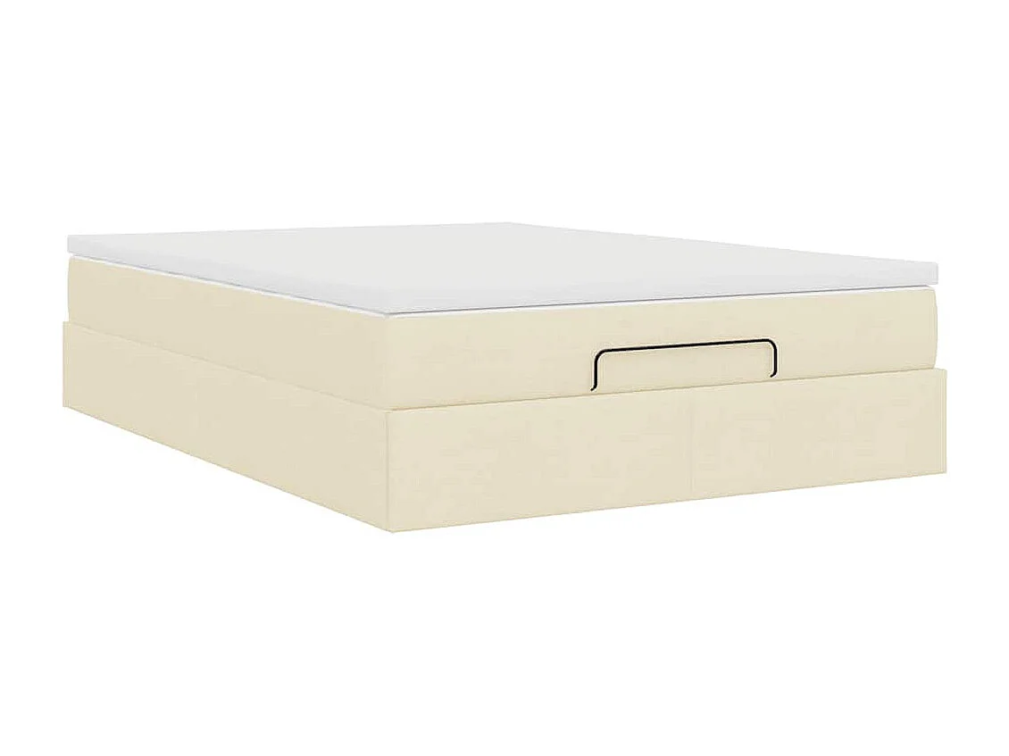 Ottoman-Bett mit Matratze Creme 140x200 cm Stoff