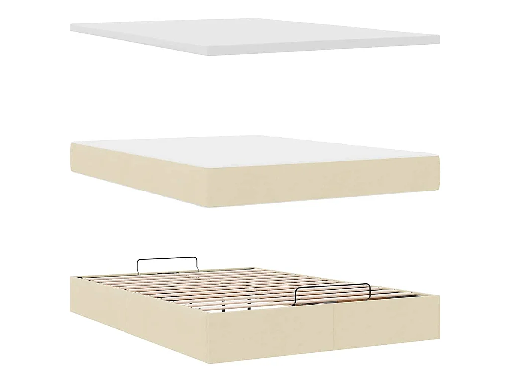Ottoman-Bett mit Matratze Creme 140x200 cm Stoff