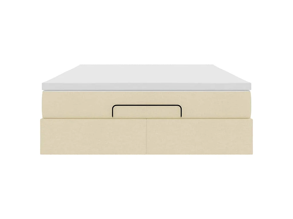Cadre de lit ottoman avec matelas crème 140x200 cm tissu