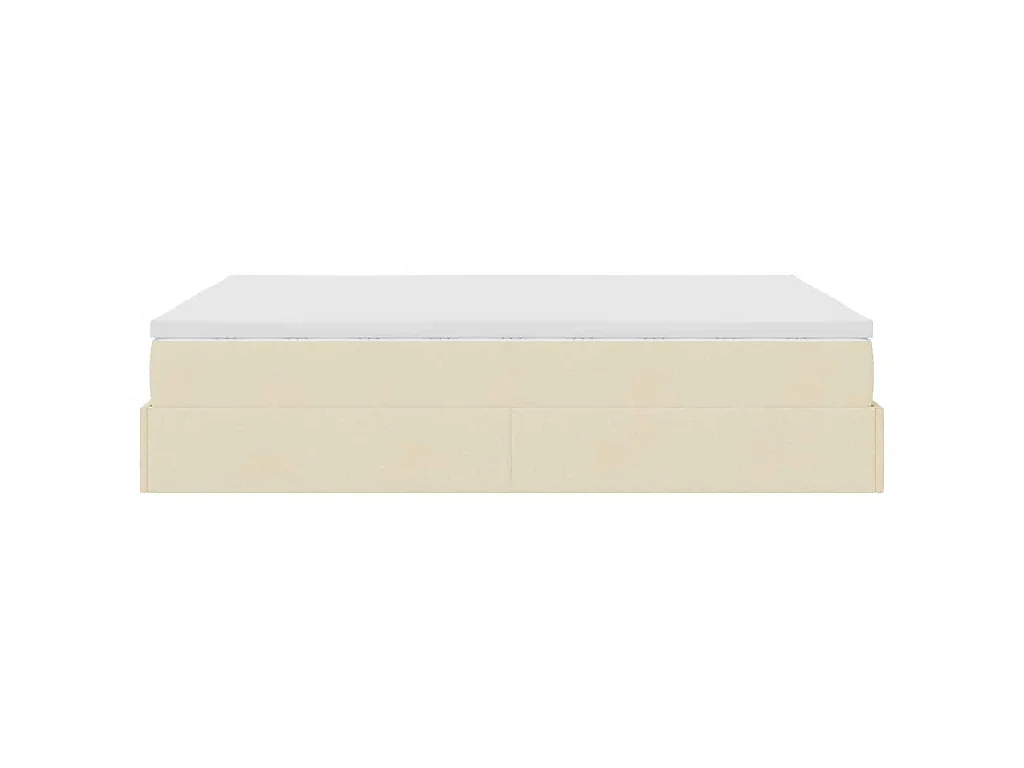 Cadre de lit ottoman avec matelas crème 140x200 cm tissu
