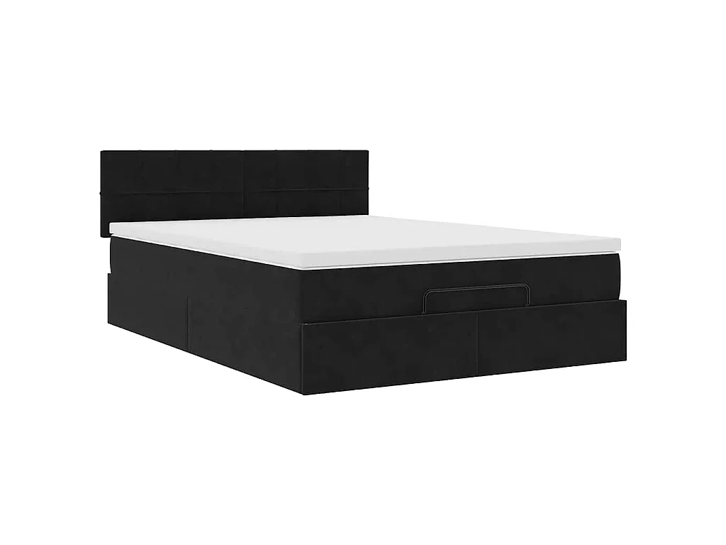 Ottoman bed met matras en LED's 140x190cm fluweel zwart