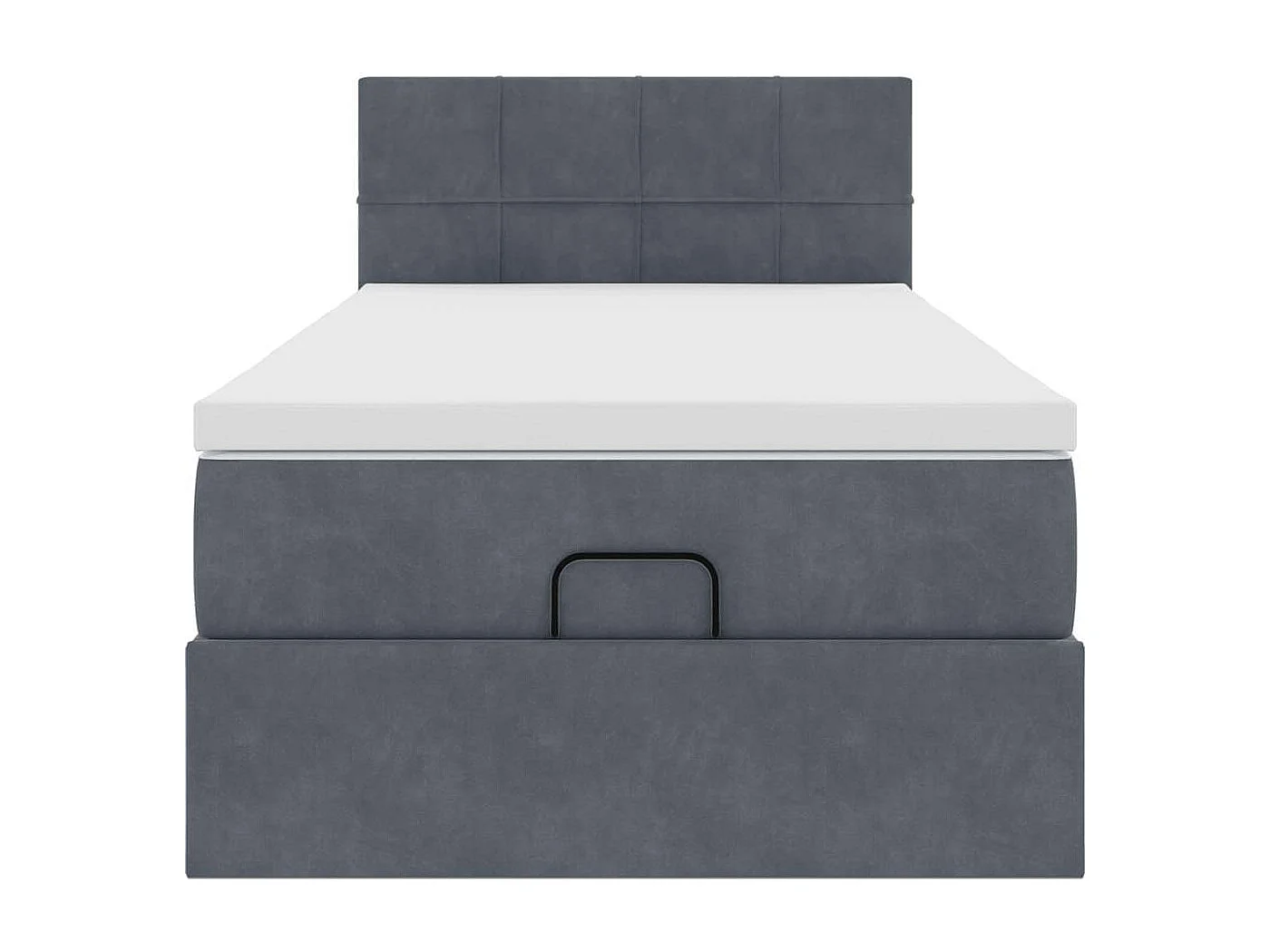 Cadre de lit ottoman et matelas gris foncé 90x200 cm velours