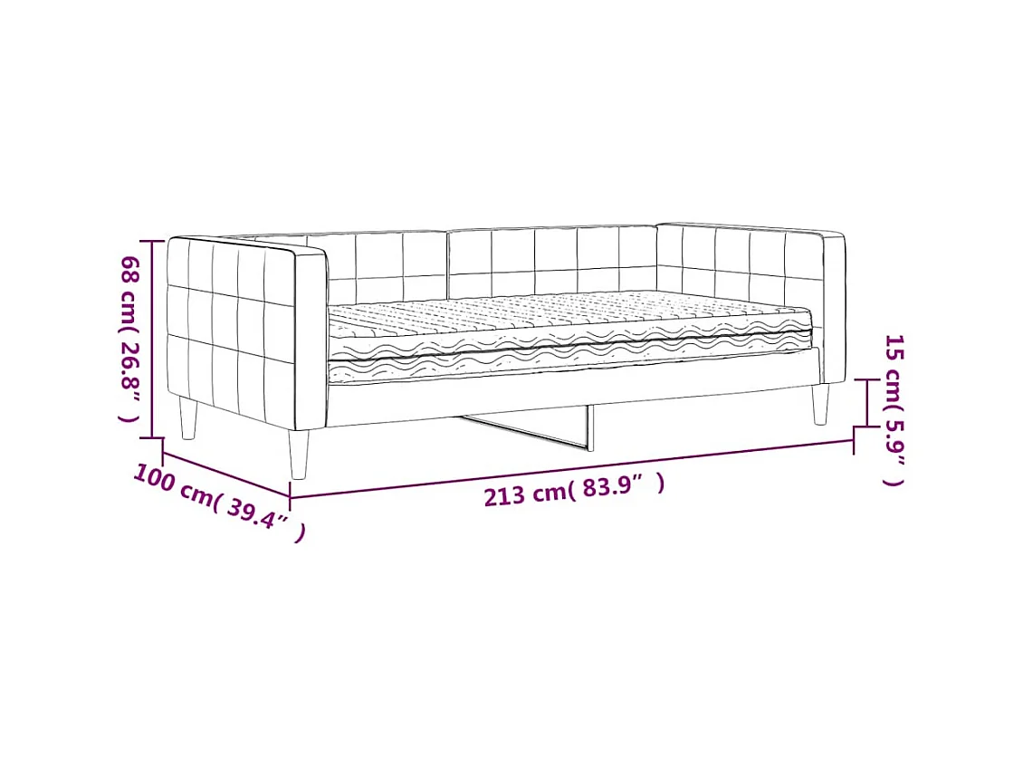 Tagesbett mit Matratze Dunkelgrau 90x190 cm Samt