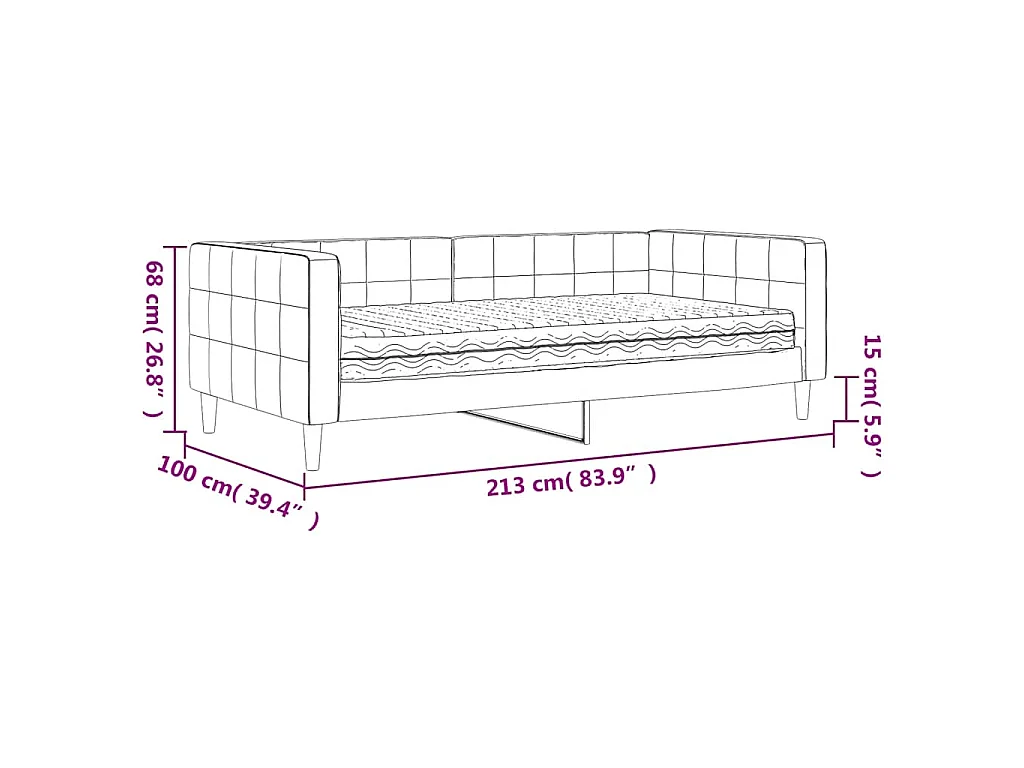 Lit de jour avec matelas gris foncé 90x190 cm velours