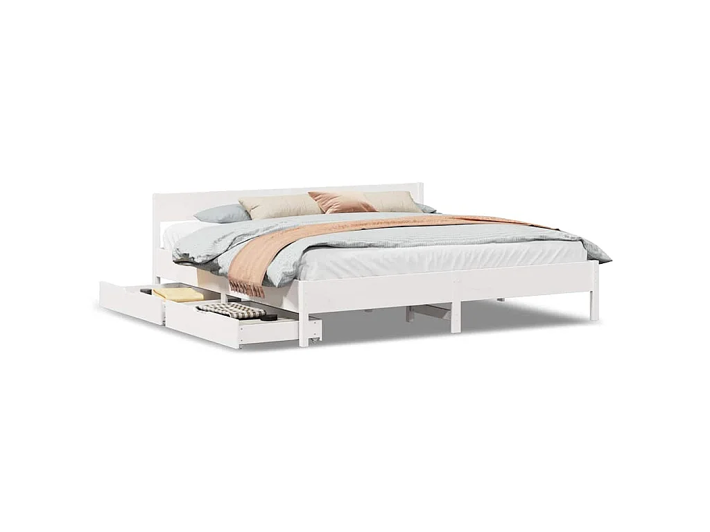 Cadre de lit sans matelas blanc 160x200 cm bois de pin massif