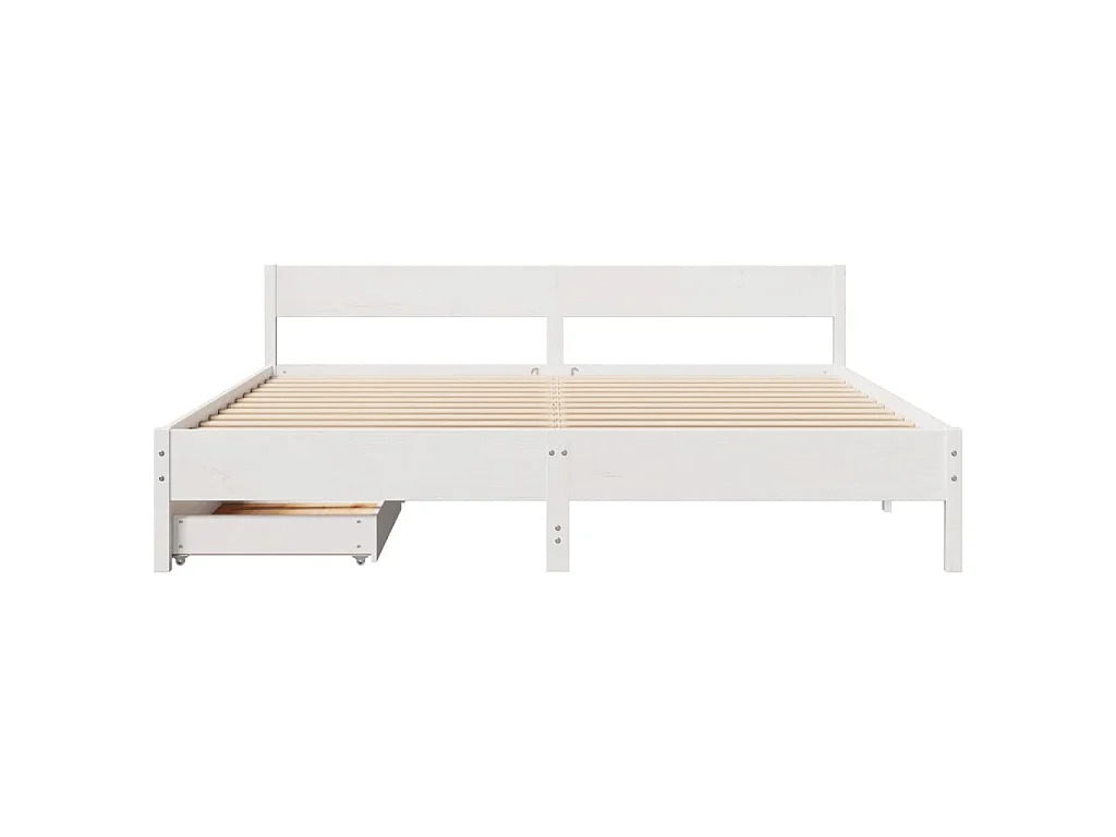 Cadre de lit sans matelas blanc 160x200 cm bois de pin massif