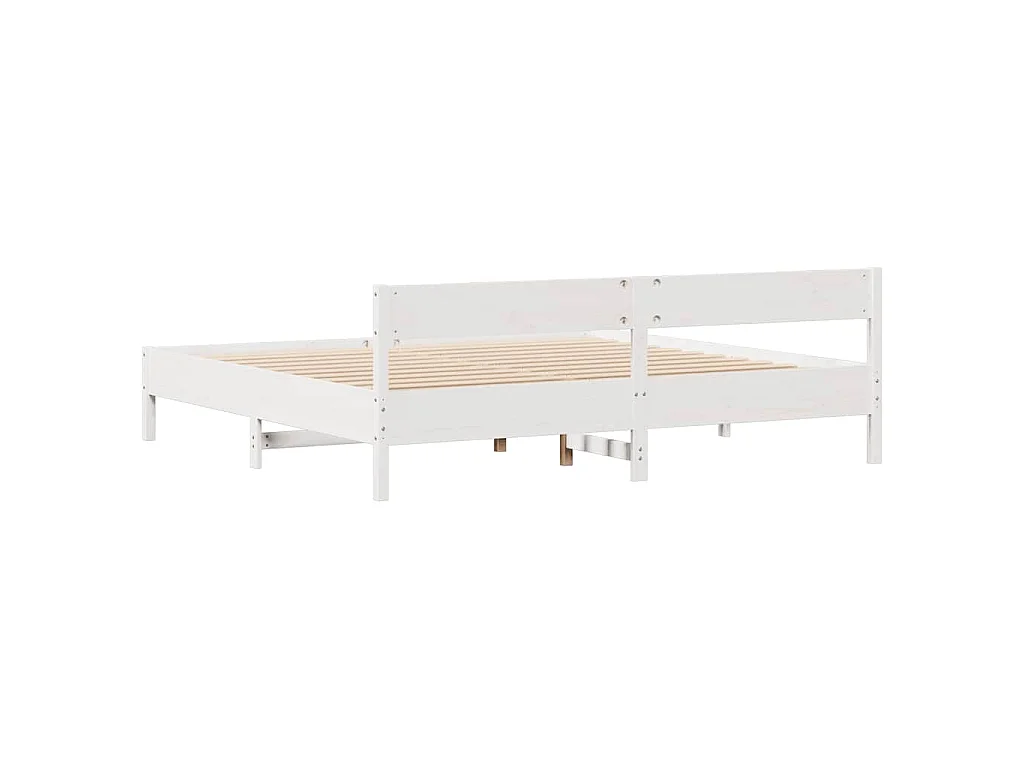 Cadre de lit sans matelas blanc 160x200 cm bois de pin massif