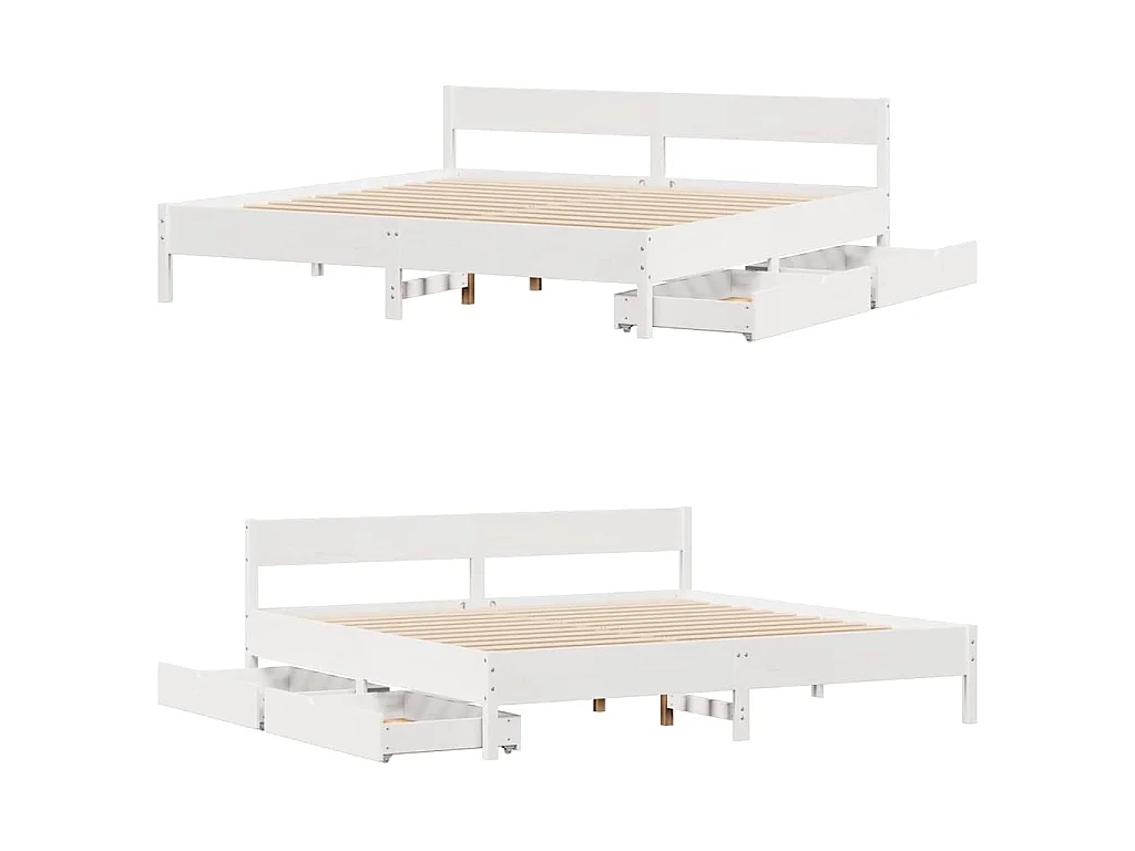 Cadre de lit sans matelas blanc 160x200 cm bois de pin massif