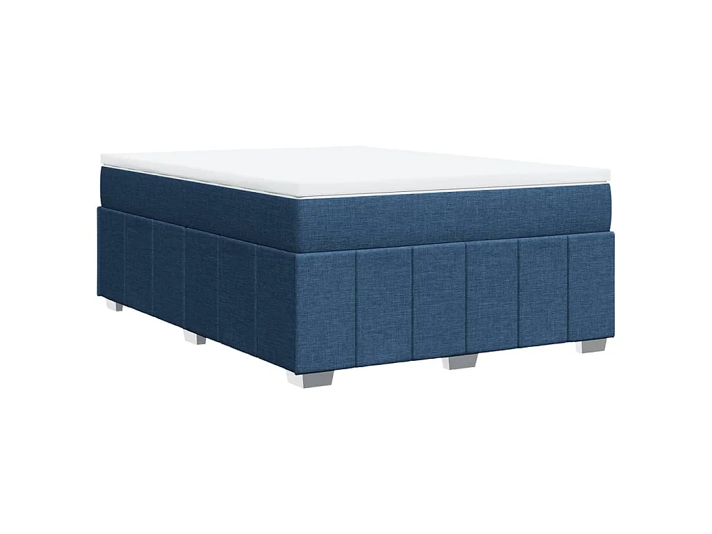 Sommier à lattes de lit avec matelas Bleu 160x200 cm Tissu